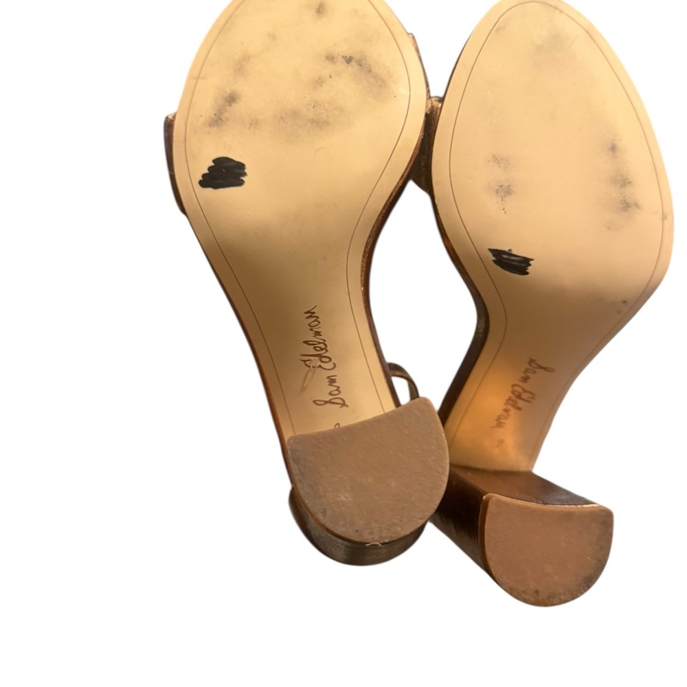 Sam Edelman Yaro Block Heeled Heeled Sandals Copper Bronze Sz. 7 - Picture 9 of 10